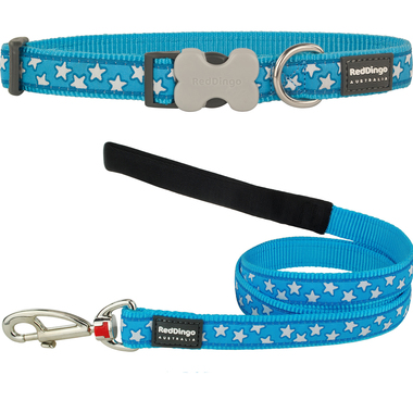 Red Dingo Star Dog Collar & Lead Set