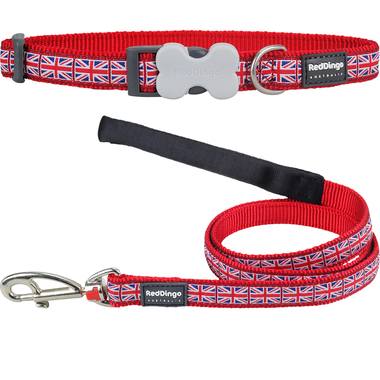 Red Dingo Union Jack Dog Collar & Lead Set