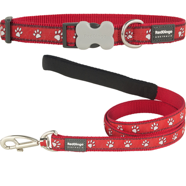 Red Dingo Desert Paw Dog Collar & Lead Set