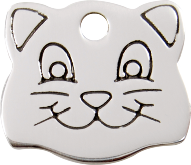 Red Dingo Cat Face Stainless Steel Pet ID Tag
