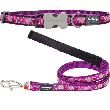 Red Dingo Breezy Love Purple Dog Collar & Lead Set
