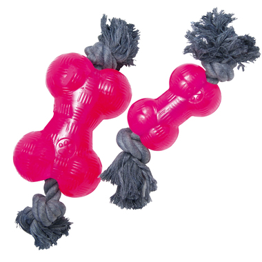 Gloria TPR Pink Rubber Bone With Rope