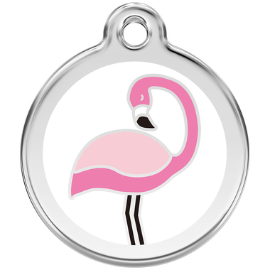 Red Dingo Flamingo Enamel Pet ID Tag